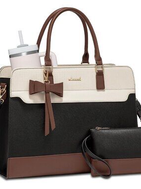 Laptop Tote Bag for Women,Leather Work Bag, Waterproof Business Teacher Bag,Larg